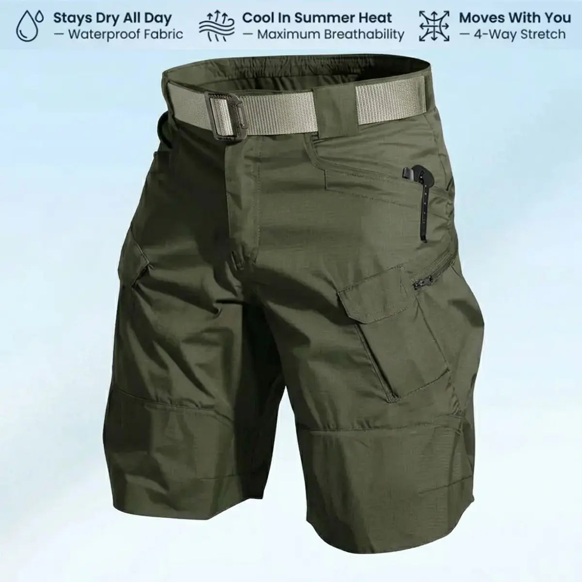 Men's Waterproof Work Shorts - 4 Way Stretch, 10 Pockets