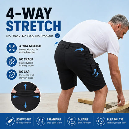 Men's Waterproof Work Shorts - 4 Way Stretch, 10 Pockets
